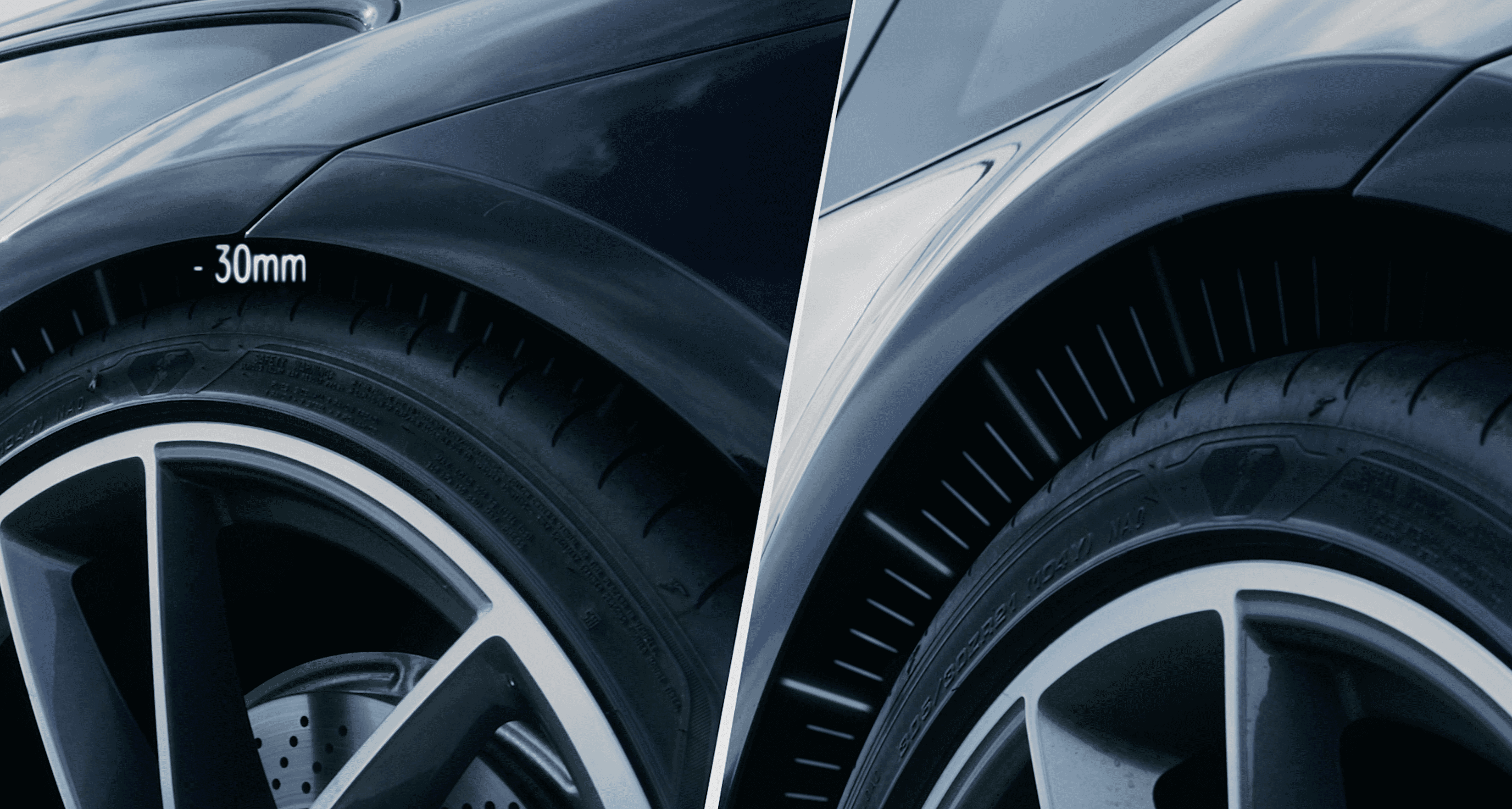 Vergleich der Tieferlegung bei einem Porsche 992 durch BILSTEIN Gewindefahrwerk
